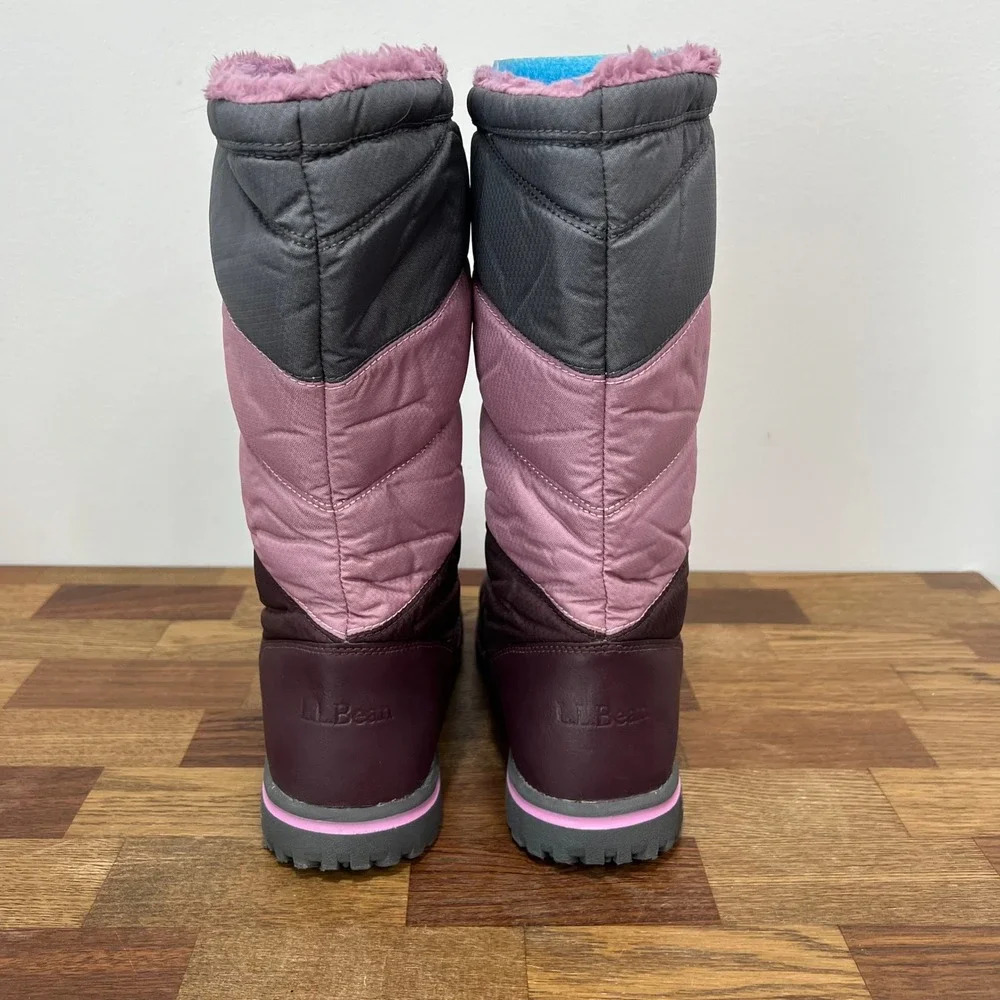 LL Bean Kids‎ Winter Boots 5 Knee High Puffer Purple Color Block Outdoor Snow